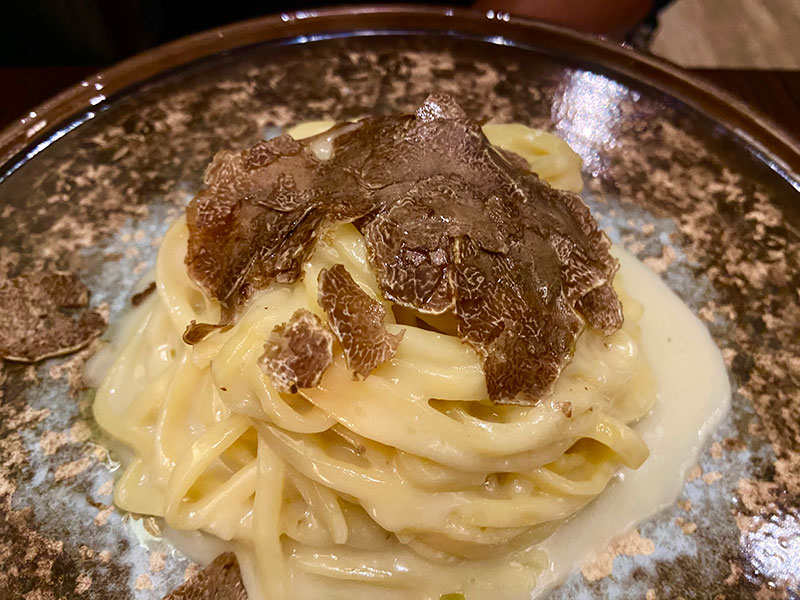 Capasso. cacio e pepe with shaved-black truffle
