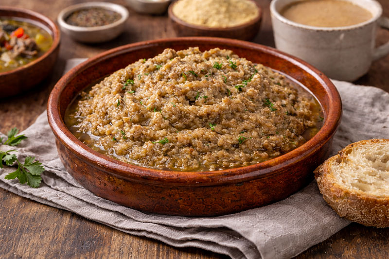 Escaldón de gofio, a traditional Canary Islands dish made by mixing gofio into hot broth