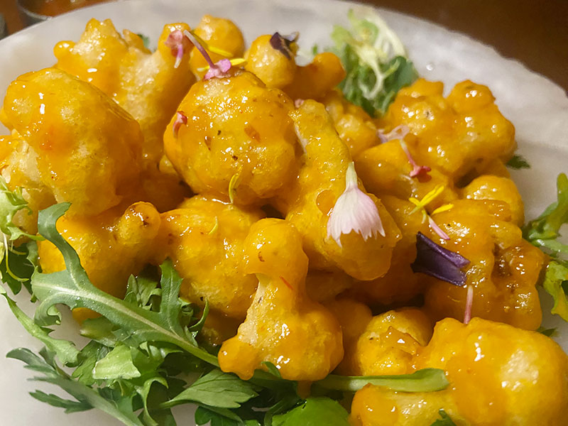 Golden Roca cauliflower at Harry’s Steakhouse & Raw Bar in Playa del Carmen