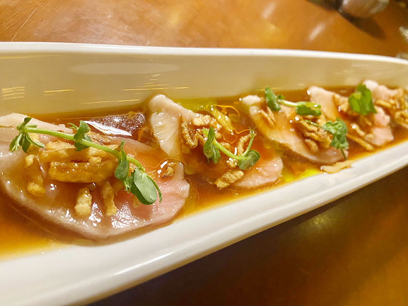 Hamachi sashimi at Harry’s Steakhouse & Raw Bar in Playa del Carmen