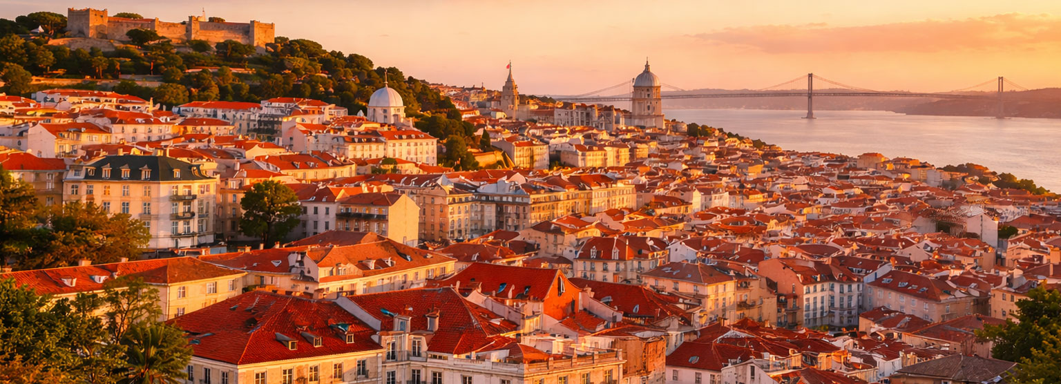Lisbon city at sunset