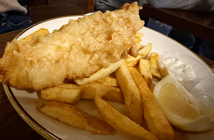 Fish and chips at The Brazen Head Dublin