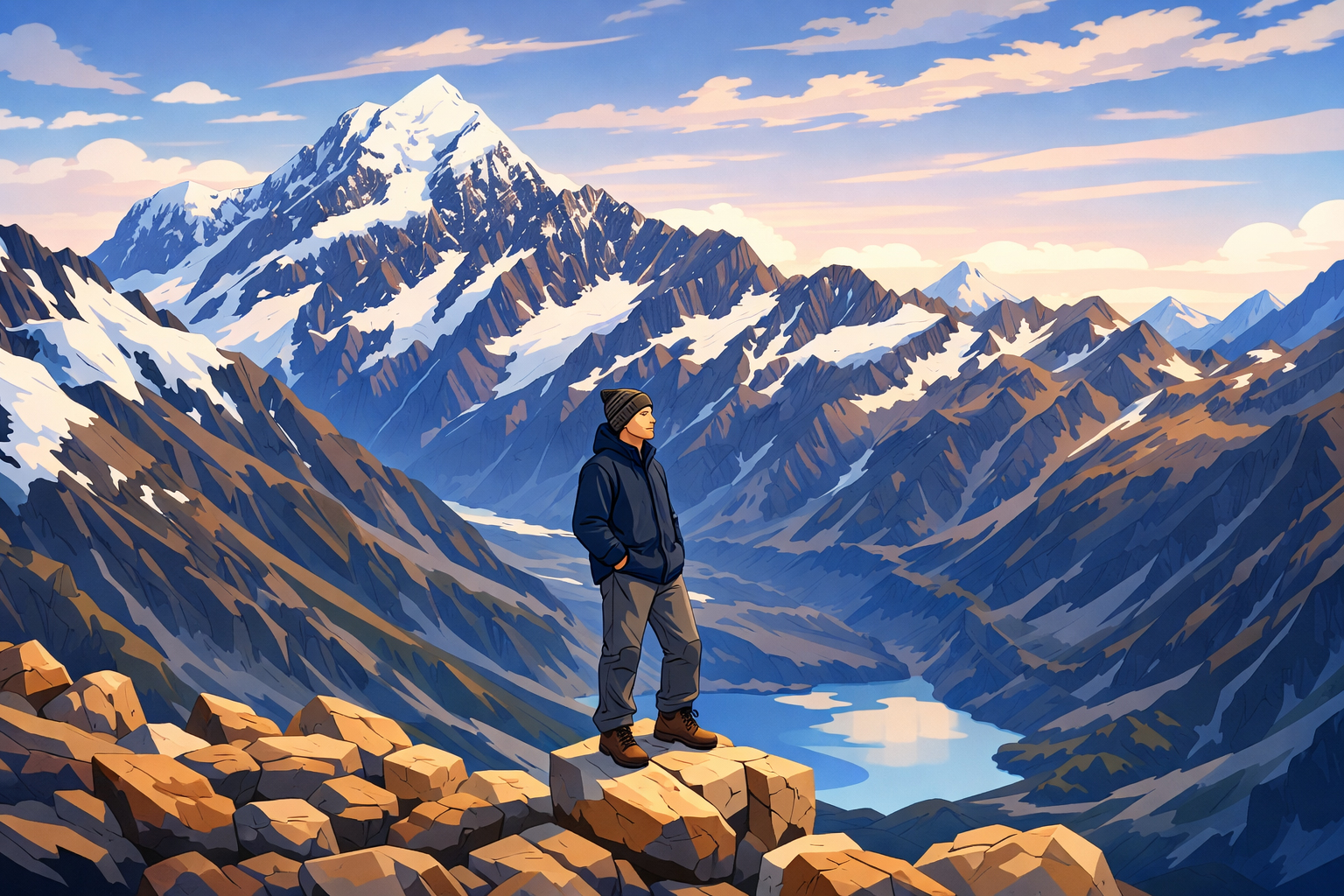Corey hiking on Mount Cook in New Zealand