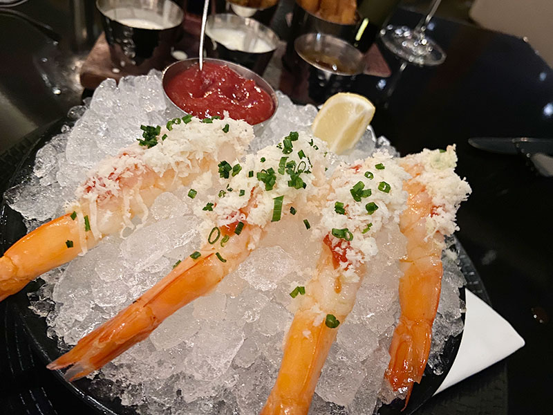 Gulf shrimp cocktail with gin-spiked cocktail sauce at Bourbon Steak Nashville