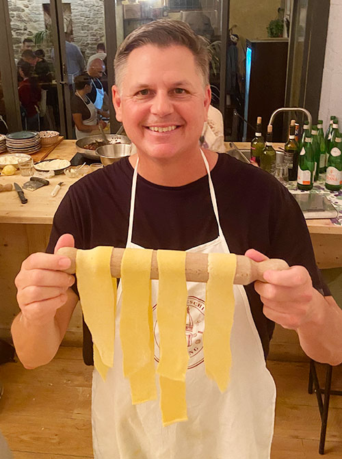 Corey making pasta in Florence