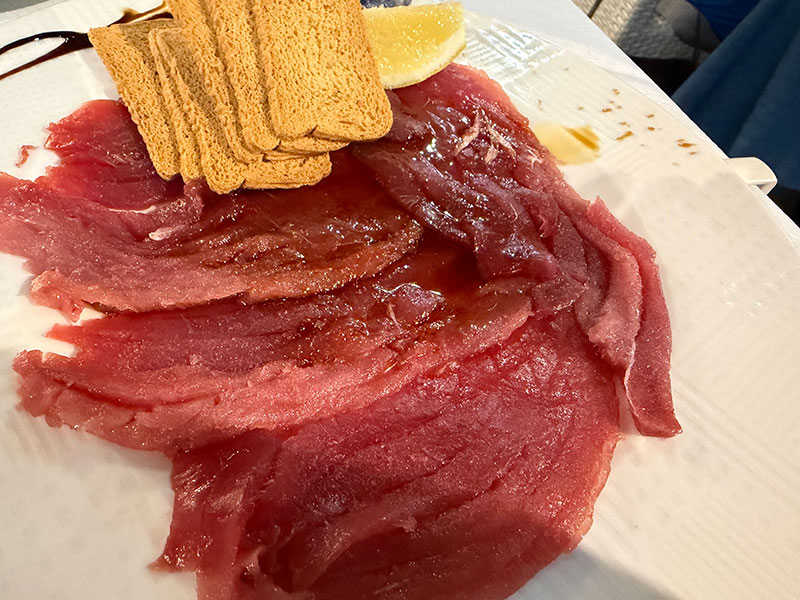 Raw tuna dish at Restaurante Agua Marina in South Tenerife