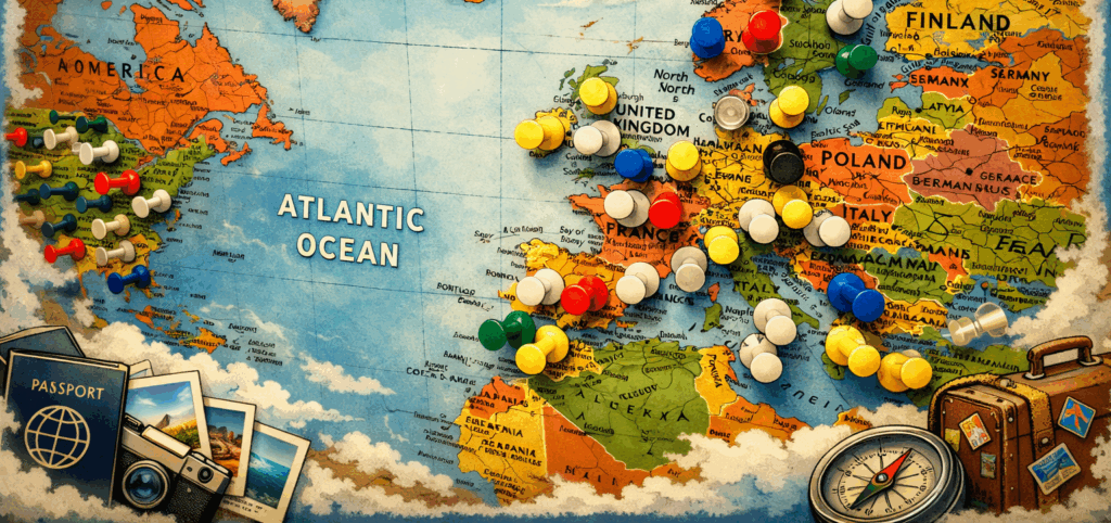 World Map with Pins