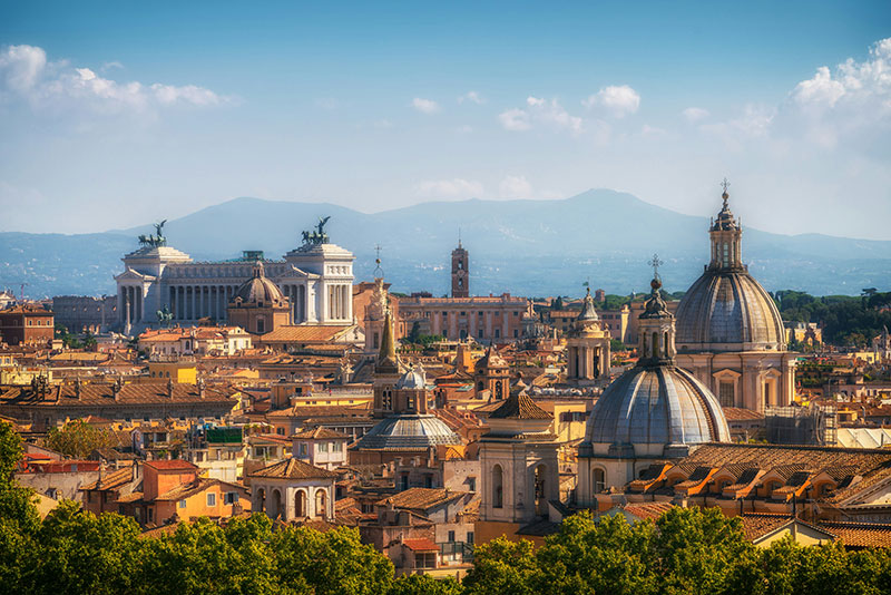 Rome buildings and domes from above the city