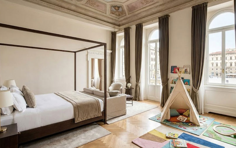arge family-friendly hotel suite in an Italian city