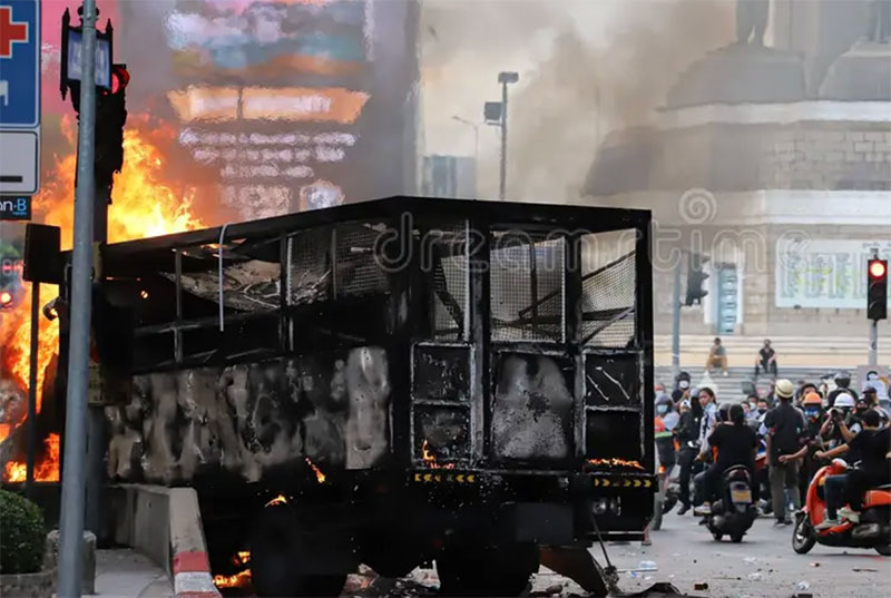 Burned out bus photo I took leaving Bangkok in 2010, post red shirt protests.