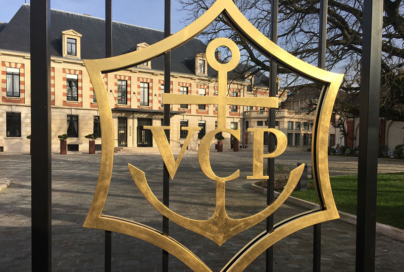 the closed Veuve Clicquot headquarters in Reims, France, during a January visit to the Champagne region.