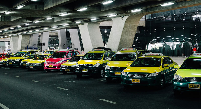 Taxis lining up at the airport