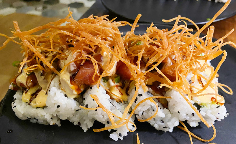 Close up of a sushi roll