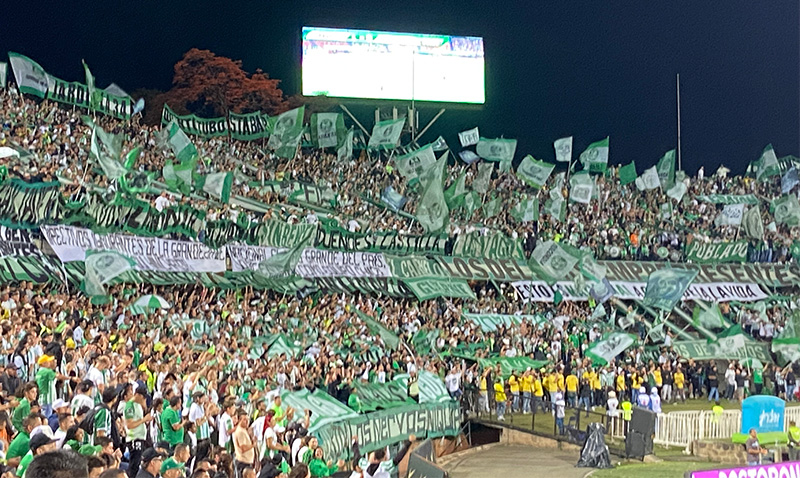 Atletico Nacional soccer match in Medellin stadium with fans and crowd