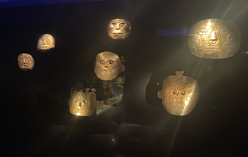 Gold artifacts inside Museo del Oro in Bogotá Colombia