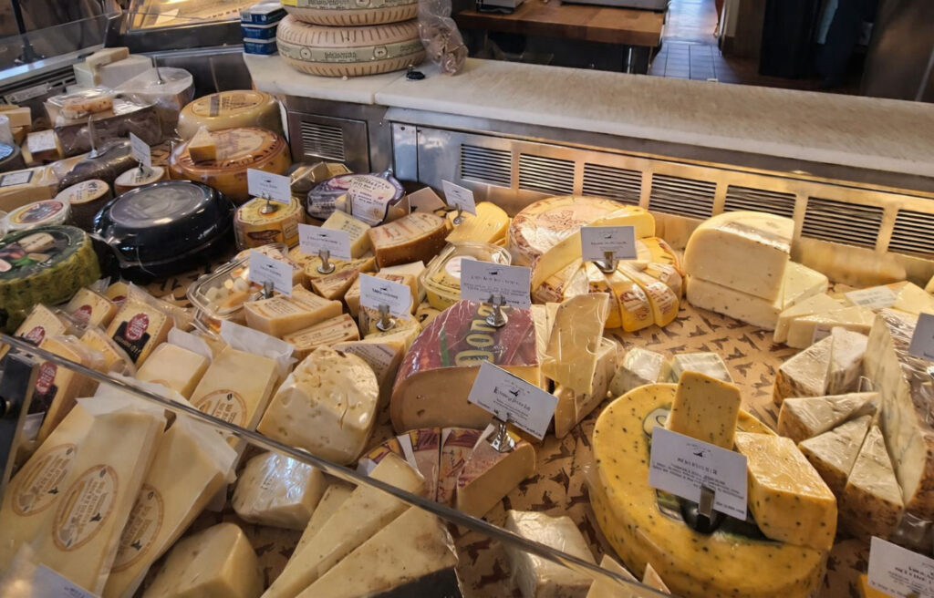 Artisan cheese selection at Oakville Grocery in Napa Valley perfect for building a wine country picnic